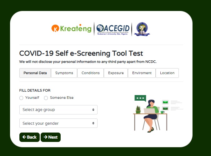 Covid-19 Self E-screening tool – screenshot 2