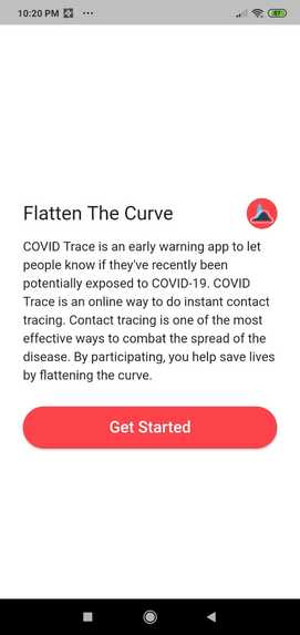 CovidTrace – screenshot 1