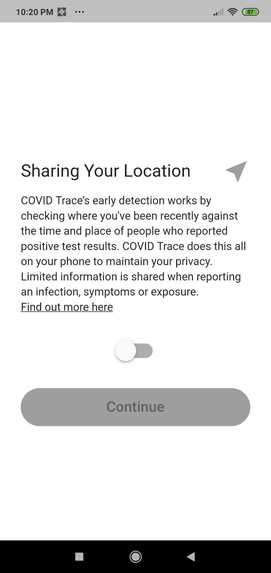 CovidTrace – screenshot 2