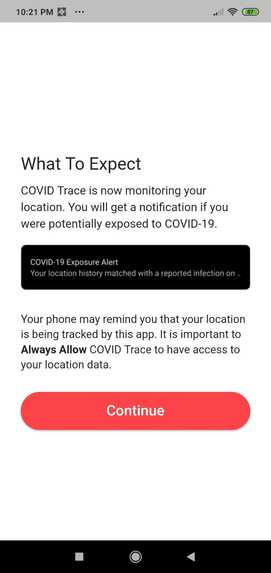 CovidTrace – screenshot 4
