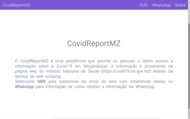 CovidReportMZ – screenshot 1