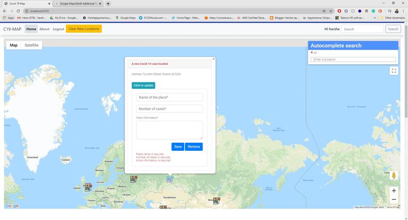 Covide19 Map Dashboard – screenshot 1