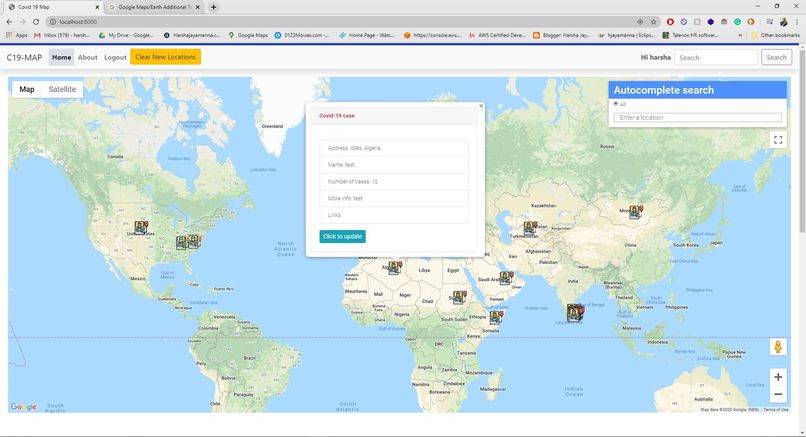 Covide19 Map Dashboard – screenshot 2