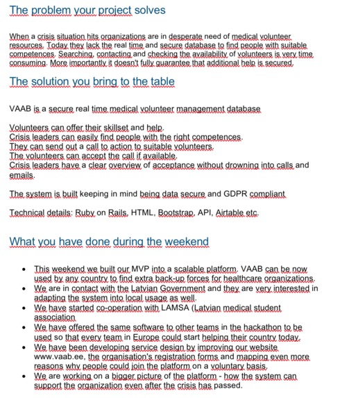 VAAB - volunteer as a back up – screenshot 1