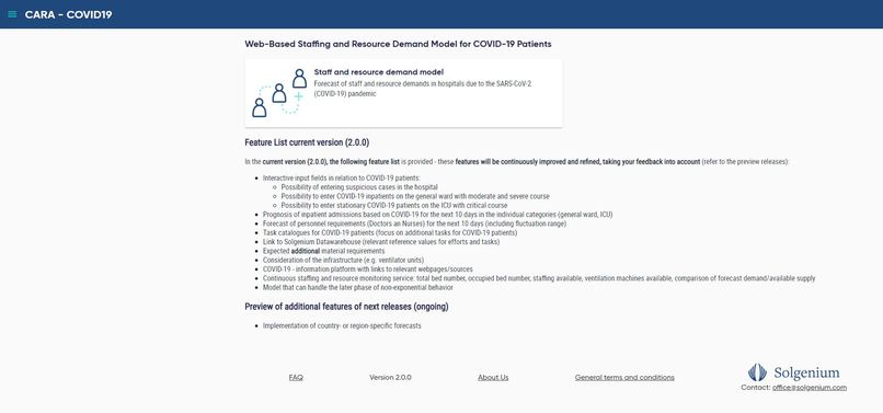 CARA: healthcare resource demand forecasting and management  – screenshot 3