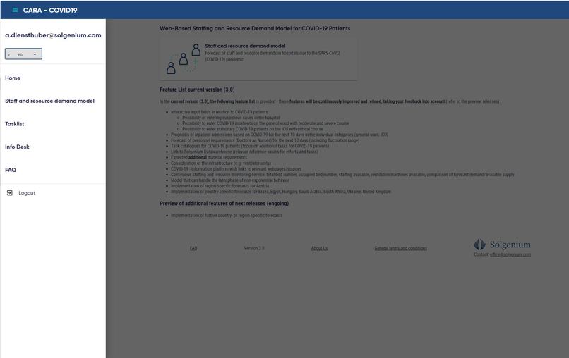 CARA: healthcare resource demand forecasting and management  – screenshot 2