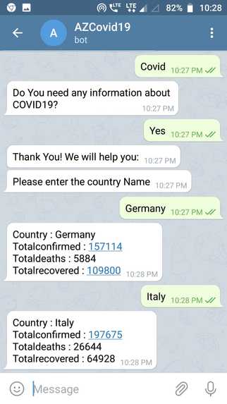 COVID-19 Telegram Bot – screenshot 3