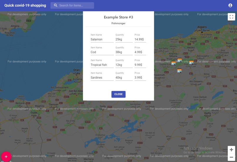 Quick covid-19 shopping app – screenshot 1