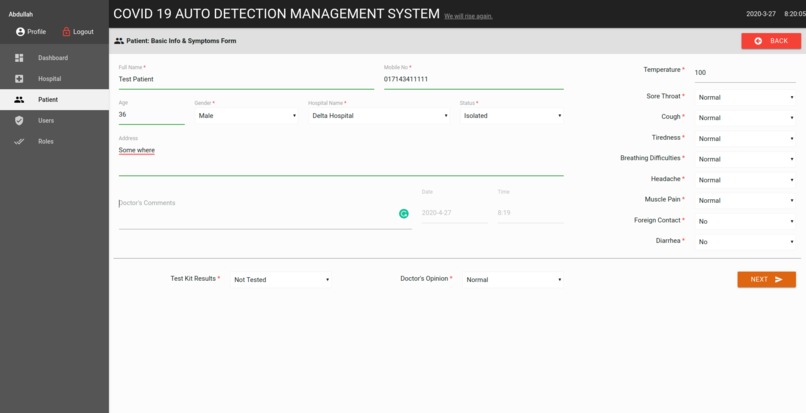 screening covid-19 suspect based on artificial intelligence  – screenshot 1