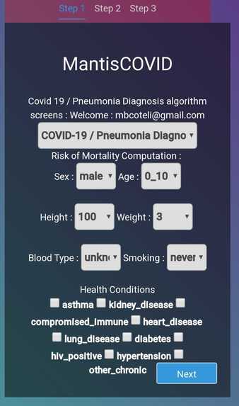 MantisCOVID : Rapid X-Ray/Mortality Rate Evaluation Platform – screenshot 2
