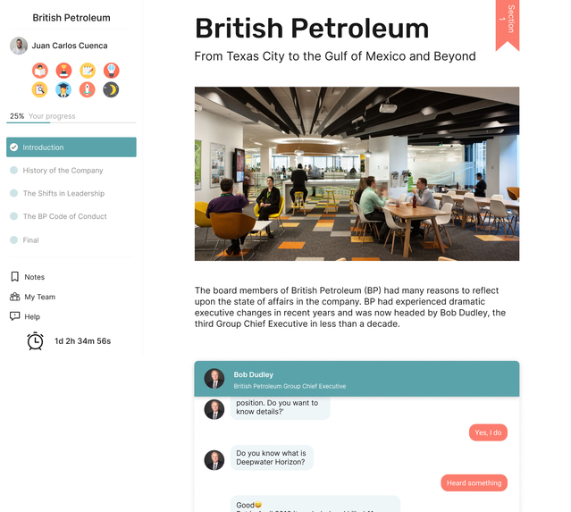 Interactive case studies` platform – screenshot 2