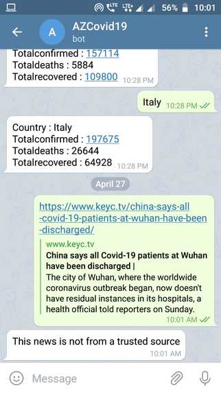 COVID-19 Telegram Bot – screenshot 4