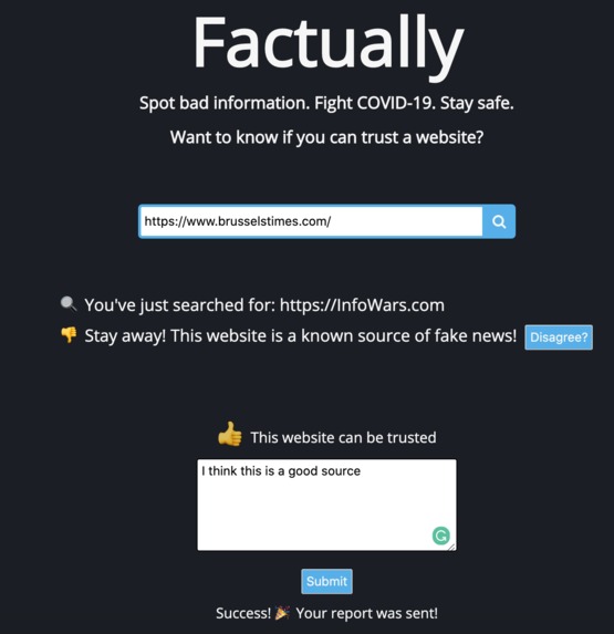 Factually: information credibility checker – screenshot 3