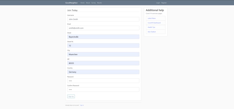 goodNeighbor: Platform to track own symptoms and local help – screenshot 7