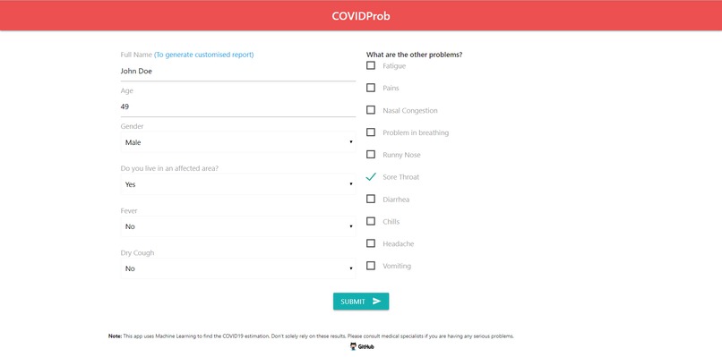 COVIDprob – screenshot 1