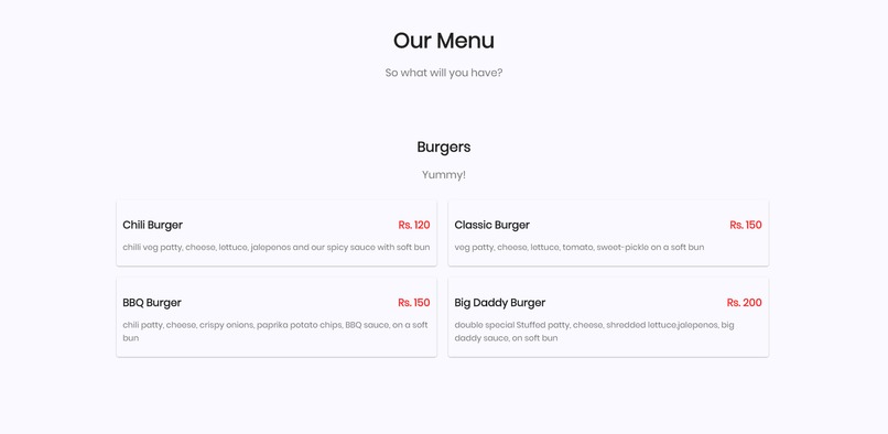 HM Burger Website Design – screenshot 4