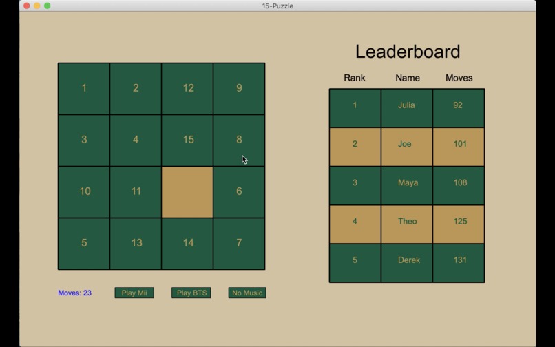 15-Cell Slide Puzzle – screenshot 1