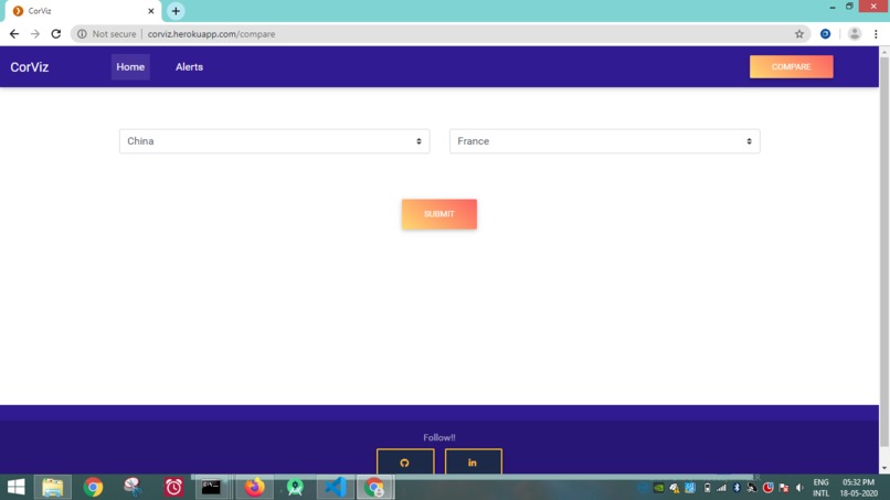 CorViz :A webapp for analysis COVID-19 data across countries – screenshot 4