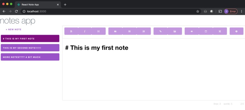 React Notes Manager – screenshot 1