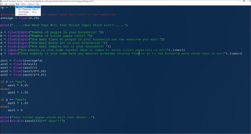 Covid-19 Hack: How Long Will Your Toilet Paper Last You? – screenshot 2