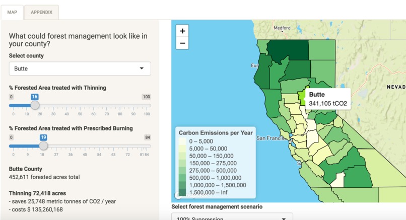 CA Carbon Emissions under Forest Management Scenarios – screenshot 1