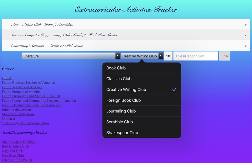 High School Extracurricular Planner – screenshot 1