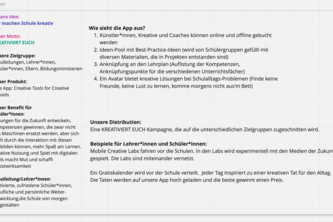 Unsere App: Creative Tools For Creative Schools