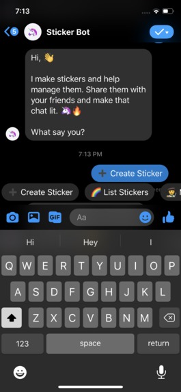 Sticker Bot - Chatbot for making, sharing user-made stickers – screenshot 1