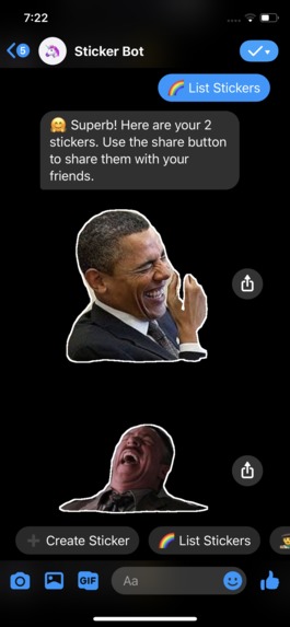 Sticker Bot - Chatbot for making, sharing user-made stickers – screenshot 3