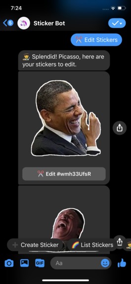 Sticker Bot - Chatbot for making, sharing user-made stickers – screenshot 4