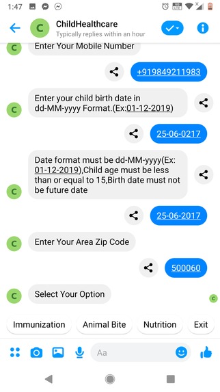 Child immunization and nutrition awareness Bot – screenshot 13