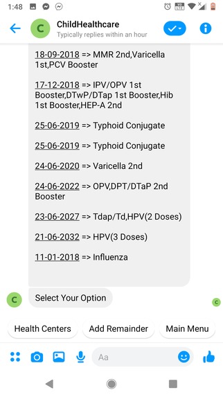Child immunization and nutrition awareness Bot – screenshot 17