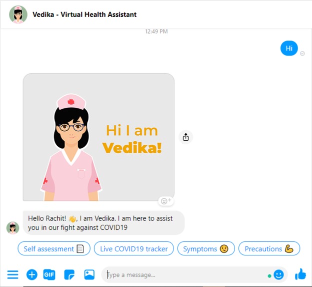 Vedika -Virtual Health Assistant (COVID19) – screenshot 1