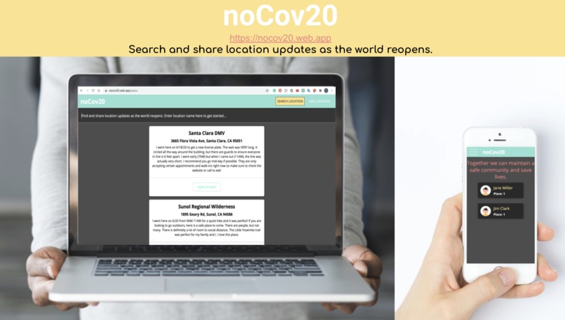 noCov20 (https://nocov20.web.app)  – screenshot 1