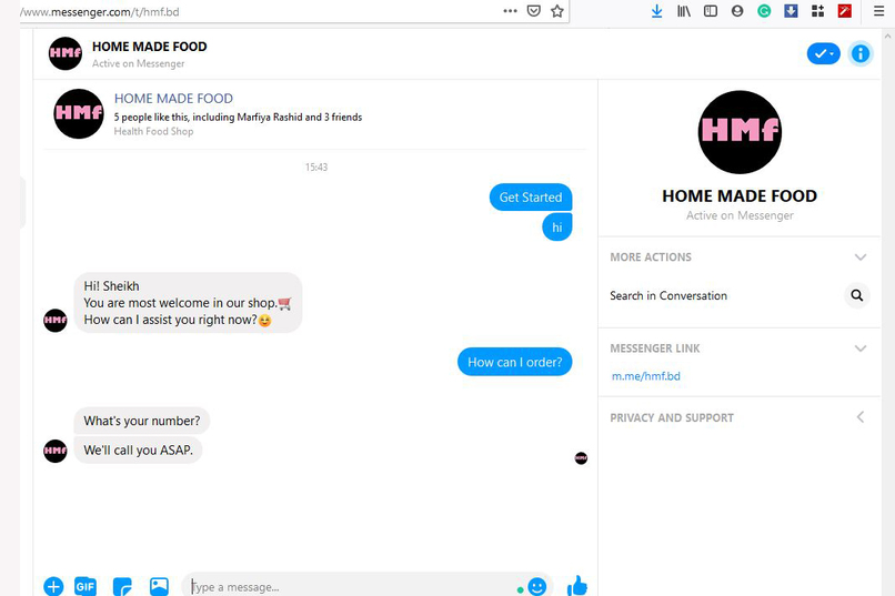 Chatbot for Facebook shop – screenshot 2