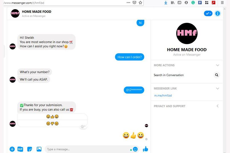 Chatbot for Facebook shop – screenshot 3