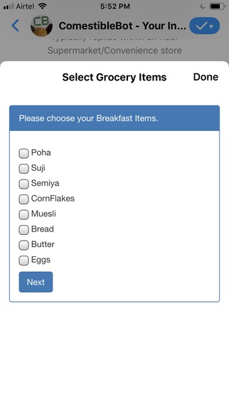 ComestibleBot -  Your Indian Groceries List Generator – screenshot 2