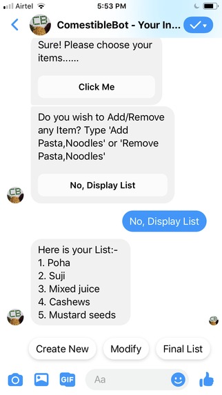 ComestibleBot -  Your Indian Groceries List Generator – screenshot 3