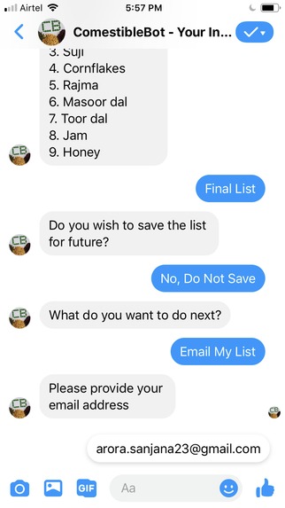 ComestibleBot -  Your Indian Groceries List Generator – screenshot 5