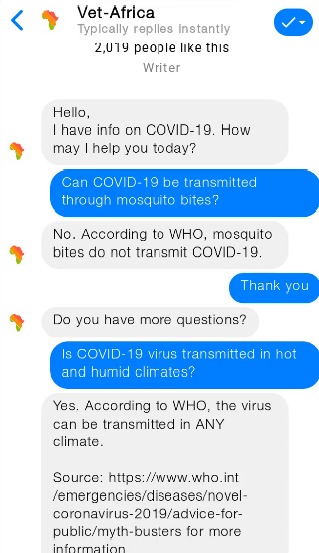 CovidBot – screenshot 1