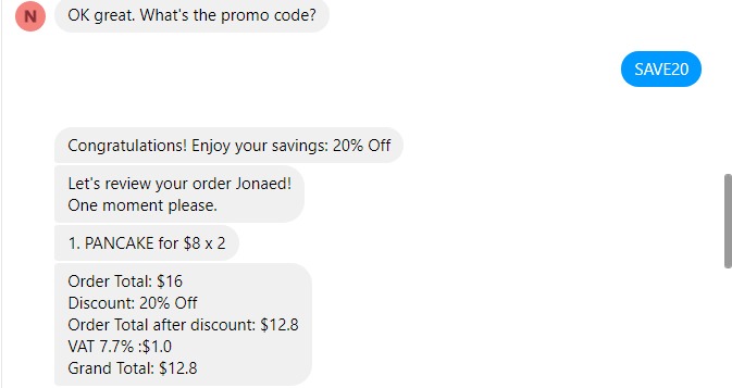 Restaurant bot – screenshot 1