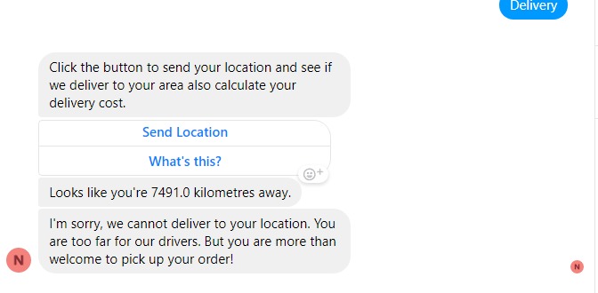 Restaurant bot – screenshot 2