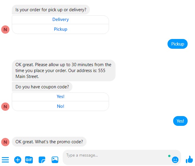 Restaurant bot – screenshot 3