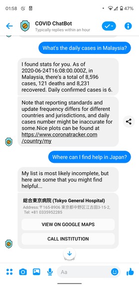Covid InfoBot – screenshot 1