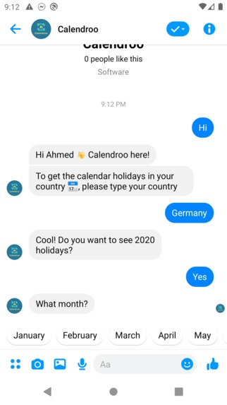 Calendroo Messenger Bot – screenshot 2