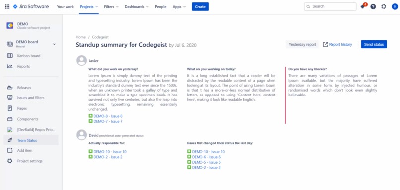 Regos Team Status for Jira Cloud – screenshot 4