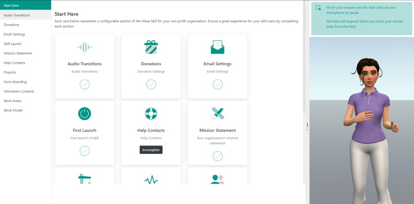 Voicesto Non-Profit Alexa Skill Template and Builder – screenshot 1