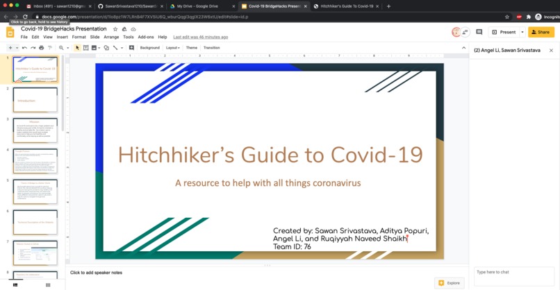 Hitchhiker's Guide To Covid-19, website  – screenshot 2