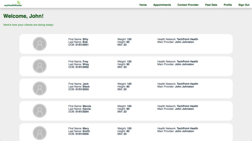 myHealthRadar by ConnecTech (Telehealth Team 4) – screenshot 2