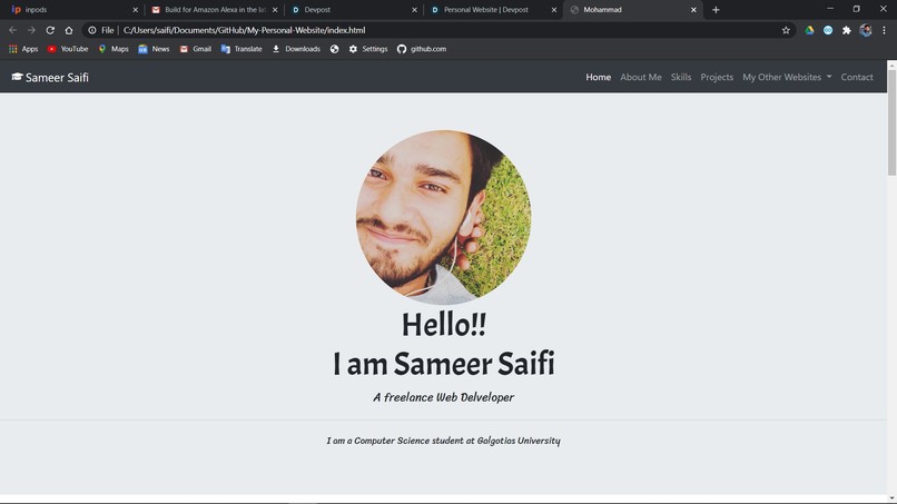 Personal Website – screenshot 1